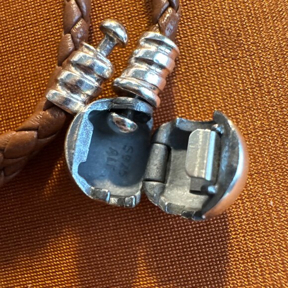 Pandora Braided Leather Wrap Bracelet Round Clasp Brown 13.5 Inches Approx - Picture 7 of 7